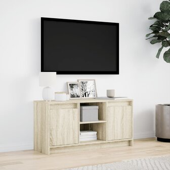 Tv-meubel met LED 100x34x50 cm bewerkt hout sonoma eikenkleurig 4