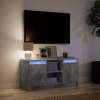 Tv-meubel met LED 100x34x50 cm bewerkt hout betongrijs 5