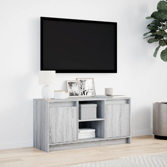 Tv-meubel met LED 100x34x50 cm bewerkt hout grijs sonoma eiken 4