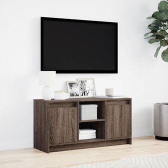 Tv-meubel met LED 100x34x50 cm bewerkt hout bruin eikenkleurig 4