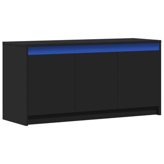 Tv-meubel met LED 100x34x50 cm bewerkt hout zwart 3