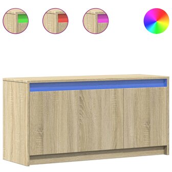 Tv-meubel met LED 100x34x50 cm bewerkt hout sonoma eikenkleurig 2