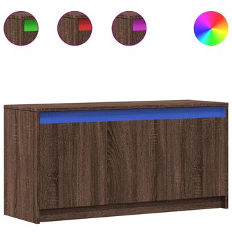 Tv-meubel met LED 100x34x50 cm bewerkt hout bruin eikenkleurig 2