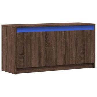 Tv-meubel met LED 100x34x50 cm bewerkt hout bruin eikenkleurig 3