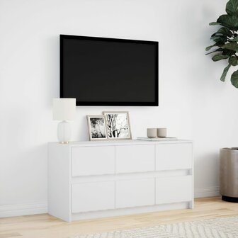 Tv-meubel met LED 100x34x50 cm bewerkt hout wit 4