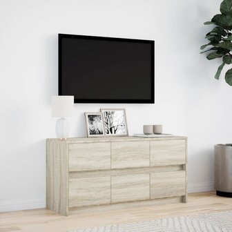 Tv-meubel met LED 100x34x50 cm bewerkt hout sonoma eikenkleurig 4