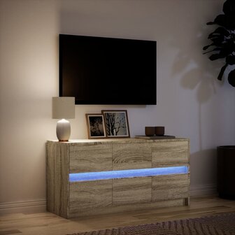 Tv-meubel met LED 100x34x50 cm bewerkt hout sonoma eikenkleurig 5