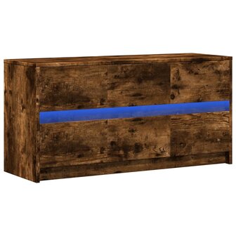 Tv-meubel met LED 100x34x50 cm bewerkt hout gerookt eikenkleur 3