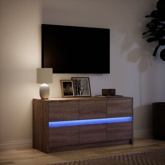 Tv-meubel met LED 100x34x50 cm bewerkt hout bruin eikenkleurig 5