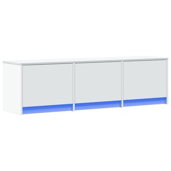 Tv-meubel met LED 140x34x40 cm bewerkt hout wit 3