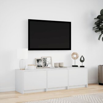 Tv-meubel met LED 140x34x40 cm bewerkt hout wit 4