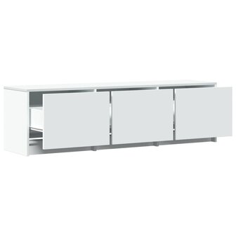 Tv-meubel met LED 140x34x40 cm bewerkt hout wit 9