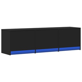 Tv-meubel met LED 140x34x40 cm bewerkt hout zwart 3