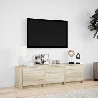 Tv-meubel met LED 140x34x40 cm bewerkt hout sonoma eikenkleurig 4