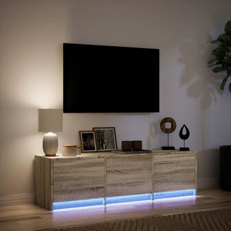 Tv-meubel met LED 140x34x40 cm bewerkt hout sonoma eikenkleurig 5