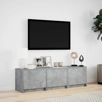 Tv-meubel met LED 140x34x40 cm bewerkt hout betongrijs 4