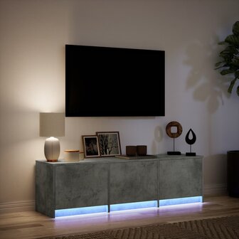 Tv-meubel met LED 140x34x40 cm bewerkt hout betongrijs 5