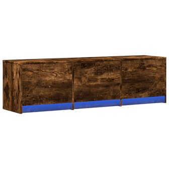 Tv-meubel met LED 140x34x40 cm bewerkt hout gerookt eikenkleur 3