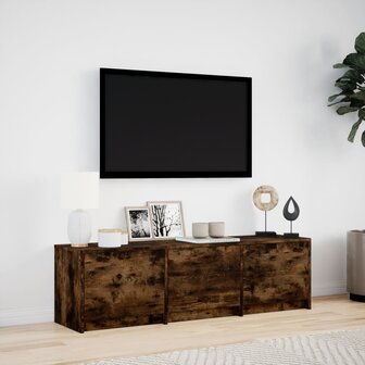 Tv-meubel met LED 140x34x40 cm bewerkt hout gerookt eikenkleur 4