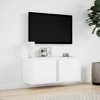 Tv-wandmeubel met LED-verlichting 80x31x35 cm wit 4