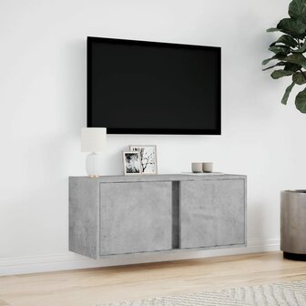 Tv-wandmeubel met LED-verlichting 80x31x35 cm betongrijs 4