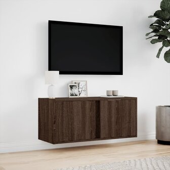 Tv-wandmeubel met LED-verlichting 80x31x35 cm bruin eikenkleur 4