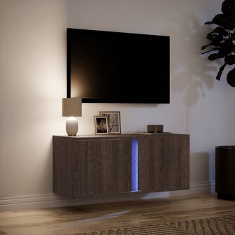 Tv-wandmeubel met LED-verlichting 80x31x35 cm bruin eikenkleur 5