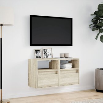 Tv-wandmeubels met LED 2 st 41x31x45 cm sonoma eikenkleurig 4