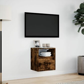 Tv-wandmeubel met LED-verlichting 41x31x45 cm gerookt eiken 4