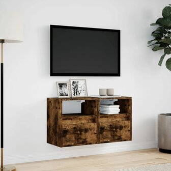 Tv-wandmeubels met LED 2 st 41x31x45 cm gerookt eikenkleurig 4