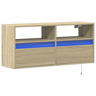 Tv-wandmeubel met LED-verlichting 100x31x45 cm sonoma eiken 3