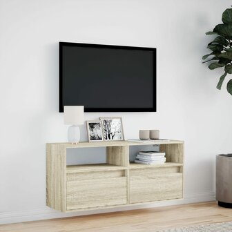 Tv-wandmeubel met LED-verlichting 100x31x45 cm sonoma eiken 4