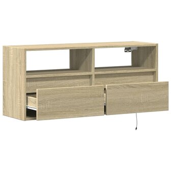 Tv-wandmeubel met LED-verlichting 100x31x45 cm sonoma eiken 9