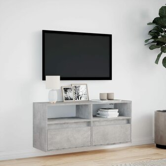 Tv-wandmeubel met LED-verlichting 100x31x45 cm betongrijs 4