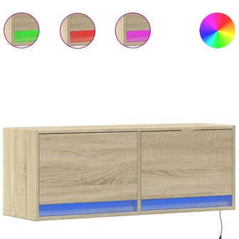 Tv-wandmeubel met LED-verlichting 100x31x35 cm sonoma eiken 2