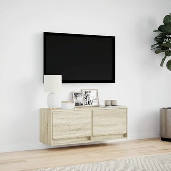 Tv-wandmeubel met LED-verlichting 100x31x35 cm sonoma eiken 4