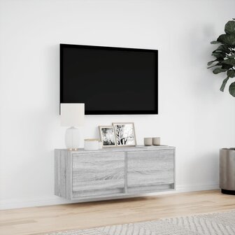 Tv-wandmeubel met LED-verlichting 100x31x35 cm grijs sonoma 4