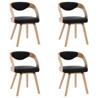 Eetkamerstoelen 4 st gebogen hout en kunstleer zwart 2