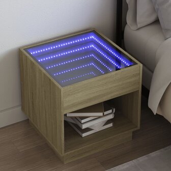 Nachtkastje met Infinity LED 50x50x50 cm sonoma eikenkleurig 1