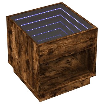 Nachtkastje met Infinity LED 50x50x50 cm gerookt eikenkleurig 3