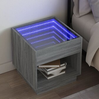 Nachtkastje met Infinity LED 50x50x50 cm grijs sonoma eiken 1