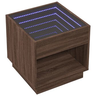 Nachtkastje met Infinity LED 50x50x50 cm bruin eikenkleurig 3