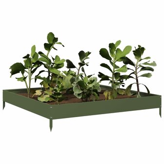 Plantenbak verhoogd 100x100x18,5 cm staal olijfgroen 3