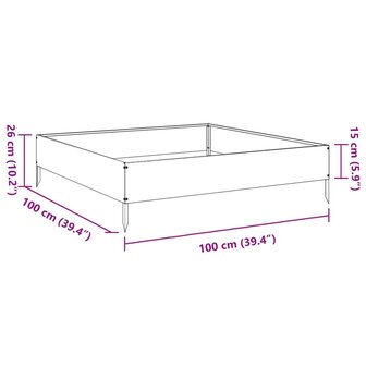 Plantenbak verhoogd 100x100x26 cm staal antracietkleurig 10