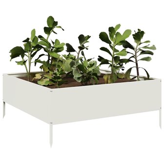 Plantenbak verhoogd 100x100x25 cm staal wit 3