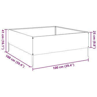 Plantenbak verhoogd 100x100x25 cm staal antracietkleurig 10