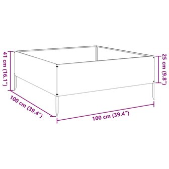 Plantenbak verhoogd 100x100x25 cm staal olijfgroen 10