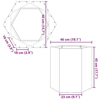 Plantenbak zeshoek 46x40x45 cm staal wit 10