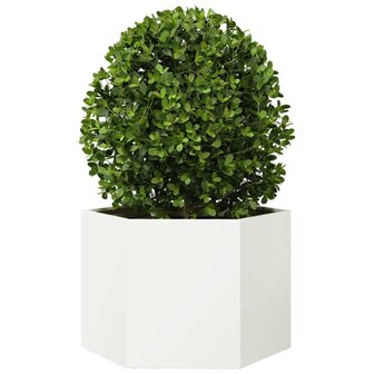 Plantenbak zeshoek 69x60x45 cm staal wit 3