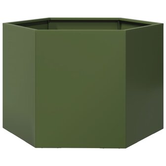 Plantenbak zeshoek 69x60x45 cm staal olijfgroen 2